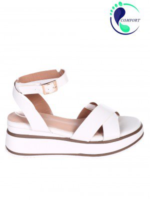 Ежедневни дамски сандали на платформа в бяло 4H-23125 white