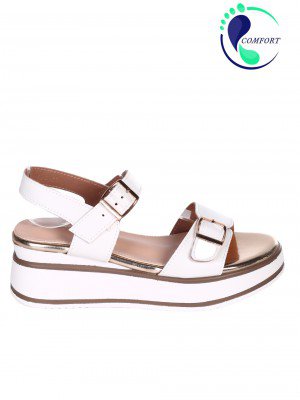Еждневни дамски сандали на платформа в бяло 4H-23126 white