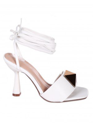 Елегантни дамски сандали с връзки в бяло 4M-23024 white