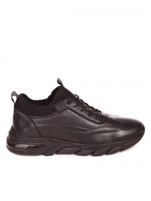 Мъжки обувки от естествена кожа и текстил в черно 16252 black