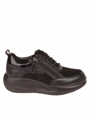 Ежедневни дамски обувки от естествена кожа в черно 3AF-23655 black