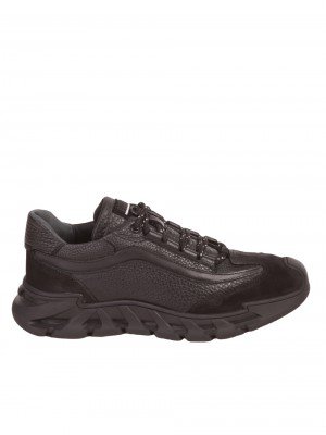 Eжедневни мъжки обувки от естествена кожа и велур в черно 18324 s-1 black