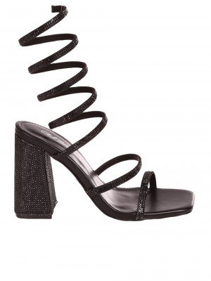 Елегантни дамски сандали с декоративни камъни 4M-24023 black