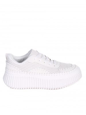 Ежедневни дамски обувки на платформа в бяло 3U-24079 white