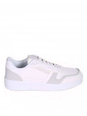 Ежедневни мъжки обувки в бял/сив цвят 7U-24118 white/grey