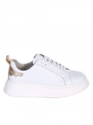 Ежедневни дамски обувки от естествена кожа в бяло 3AF-24098 white/lt.gold