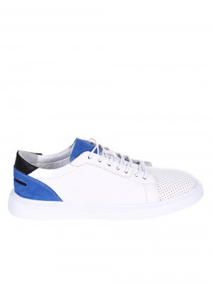 Ежедневни мъжки обувки от естествена кожа в бяло 7AT-24376 white