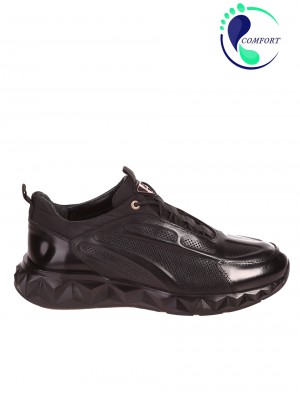  Ежедневни мъжки обувки от естествена кожа 152-18489 S-1 black