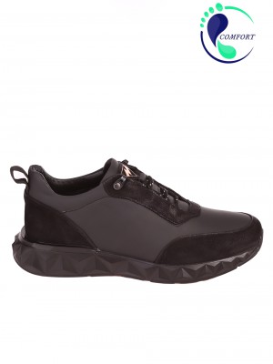 Ежедневни мъжки обувки от естествена кожа и набук 152-19480 black