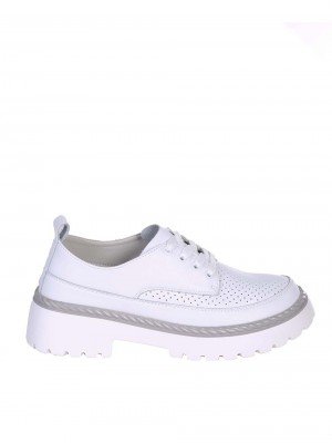 Ежедневни дамски обувки от естествена кожа в бяло  3AF-24050 white