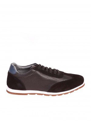 Ежедневни мъжки обувки от естествена кожа и велур 7AT-24357 black