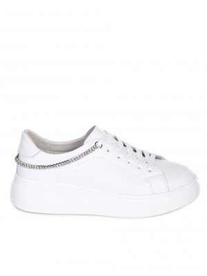 Ежедневни дамски обувки на платформа от естествена кожа в бяло 3AF-24104 white (23180)