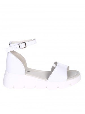 Ежедневни дамски сандали на платформа от естествена кожа в бяло 4AF-24149 white (23164)