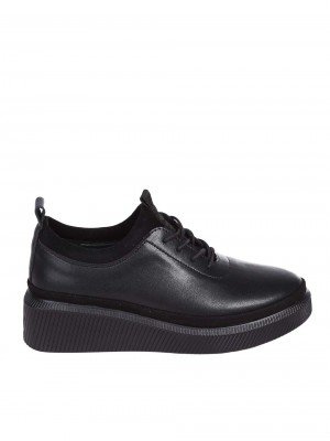 Ежедневни дамски обувки от естествена кожа в черно 3AF-24177 black(23634)