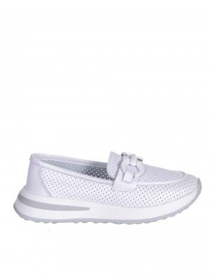 Комфортни дамски обувки от естествена кожа в бяло 3AF-24242 white