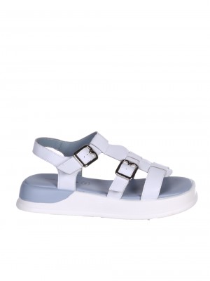 Ежедневни дамски сандали на платформа в бял/син цвят 4AF-24174 white/blue