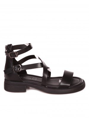 Ежедневни дамски равни сандали в черно 4AF-24176 black (23202)
