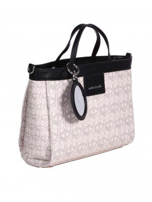 Елегантна дамска чанта в бежов/черен цвят 9Q-24295 black/beige