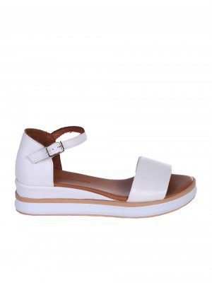 Ежедневни дамски сандали на платформа от естествена кожа в бяло 4AT-24346 white