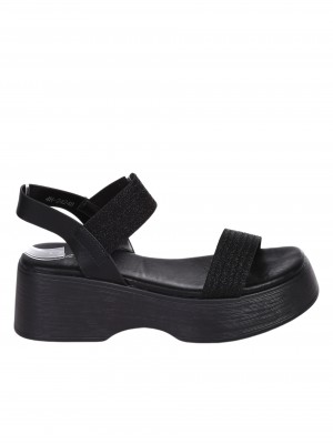 Ежедневни дамски сандали на платформа в черно 4H-24248 black
