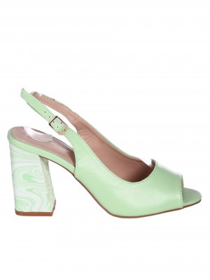Елегантни дамски сандали на ток в зелен цвят 4M-24154  lt.green