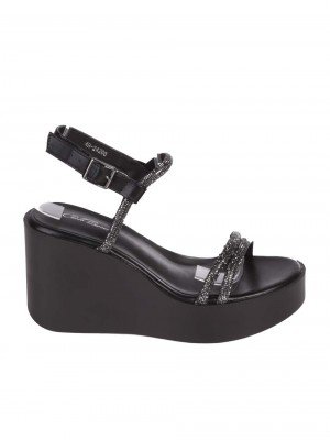Ежедневни дамски сандали на платформа в черно 4H-24200 black