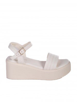 Ежедневни дамски сандали на платформа в бяло 4H-24320 off white
