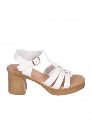 Ежеднвни дамски сандали на ток в бяло 4H-24326 white