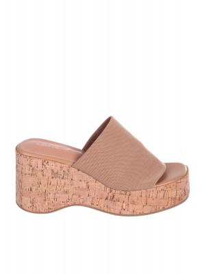 Ежедневни дамски чехли на платформа в бежово 5H-24194 beige