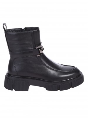 Ежедневни дамски боти от естествена кожа в черно 2AB-24706 black