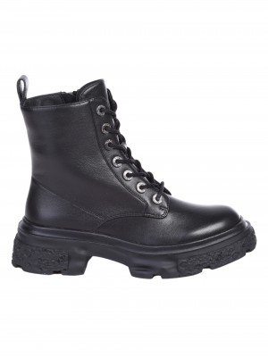 Ежедневни дамски боти от естествена кожа в черно 2AB-24707 black