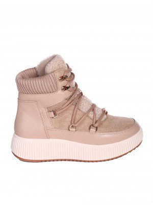 Ежедневни дамски боти от текстил в бежово 2U-24694 dk.beige