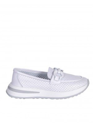 Комфортни дамски обувки от естествена кожа в бяло 3AF-25012 white (24242)