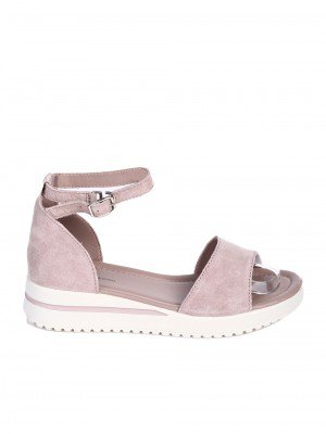 Ежедневни дамски сандали от естествен велур в бежово 4AF-25079 beige