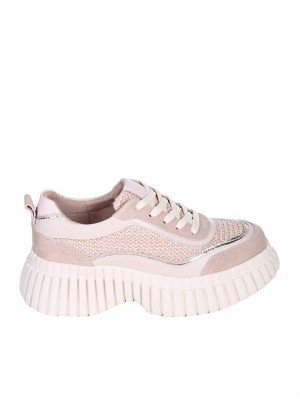 Ежедневни дамски обувки от естествена кожа в бежово 3AF-25100 beige