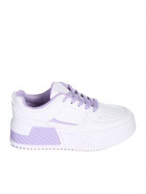 Ежедневни дамски обувки в бял/лилав цвят 3U-25130 white/purple