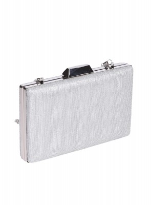 Елегантна дамска чанта, тип клъч, в сребристо 9AG-25236 silver