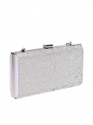Елегантна дамска чанта, тип клъч, в сребристо 9AG-25243 silver