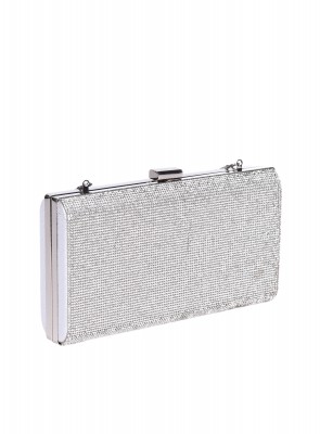 Елегантна дамска чанта, тип клъч, в сребристо 9AG-25243 silver