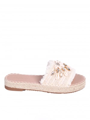 Ежедневни дамски чехли в бежово 5U-25137 beige (24085)
