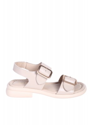 Ежедневни дамски сандали от естествена кожа в бежово 4AT-25338 beige