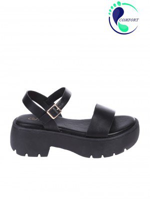 Ежедневни дамски сандали, на платформа, в черно 4H-25151 black