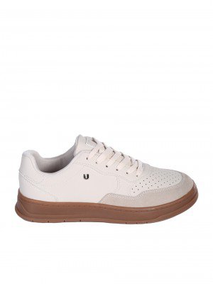 Ежедневни мъжки обувки от еко кожа и текстил в бежово 7U-25146 beige