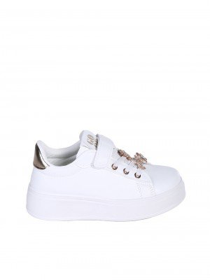 Ежедневни детски обувки в бял/златист цвят  18U-25148 white/gold