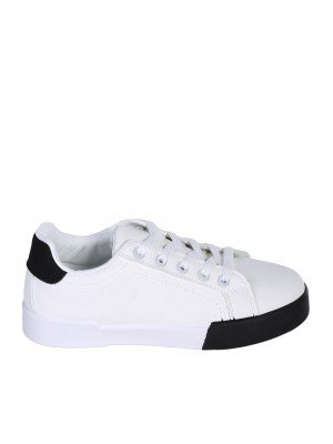 Ежедневни дамски обувки, тип кец, в бял/черен цвят 3U-25108 white/black