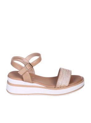 Ежедневни дамски сандали, на платформа, в бежово 4H-25182 beige