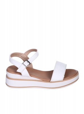 Ежедневни дамски сандали, на платформа, в бяло 4H-25182 white