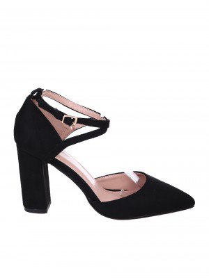 Елегантни дамски обувки, на дебел ток, в черно 3M-25032 black (24044)