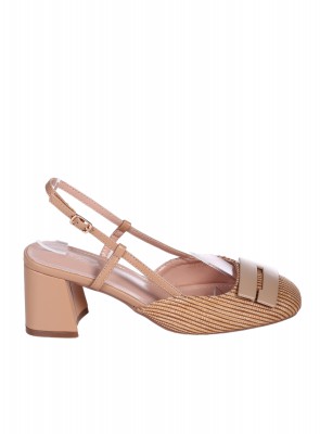 Ежедневни дамски обувки, на дебел ток, в бежово 3M-25040 beige