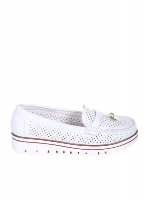 Ежедневни дамски мокасини в бяло 3M-25140 white